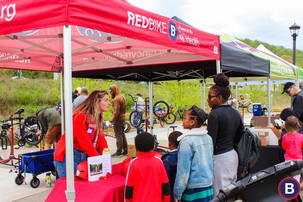 Red Bike outreach tent at a Cincinnati community event