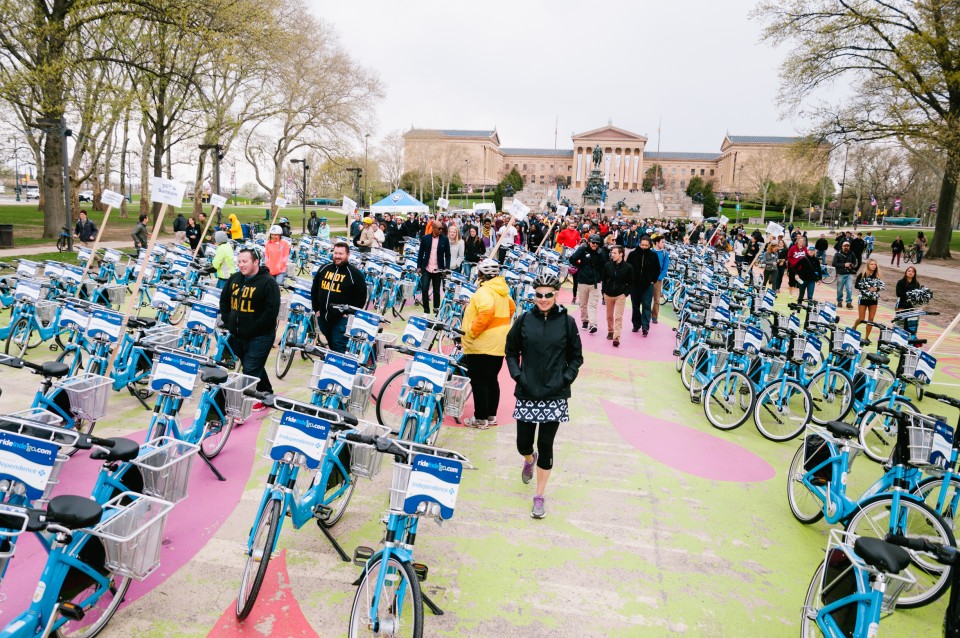 The Indego bike share launch in Philadelphia. Photo by Darren Burton.